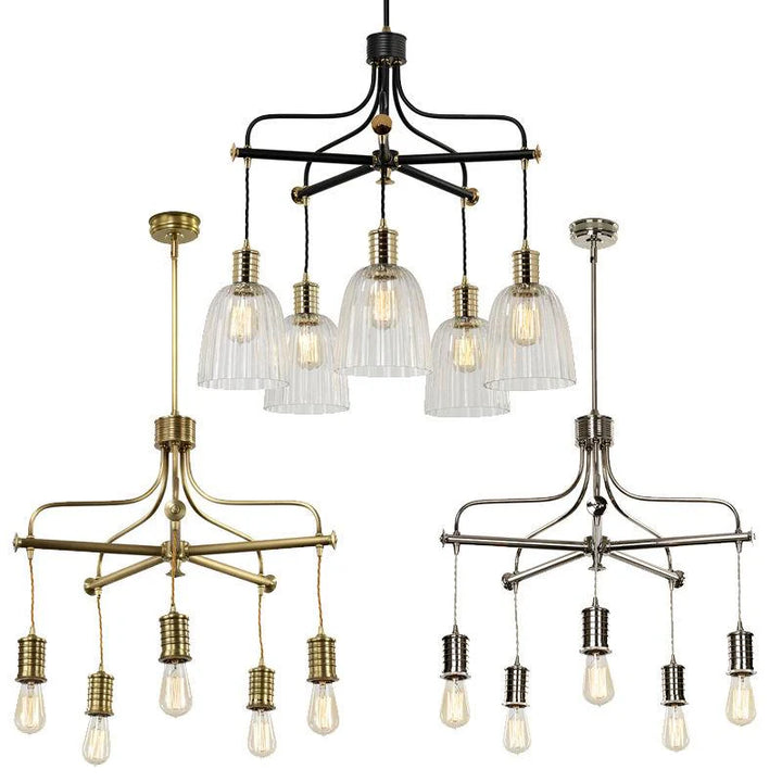 Douille 5lt Chandelier E27 in Aged Brass, Black/Polished Brass, or Polished Nickel