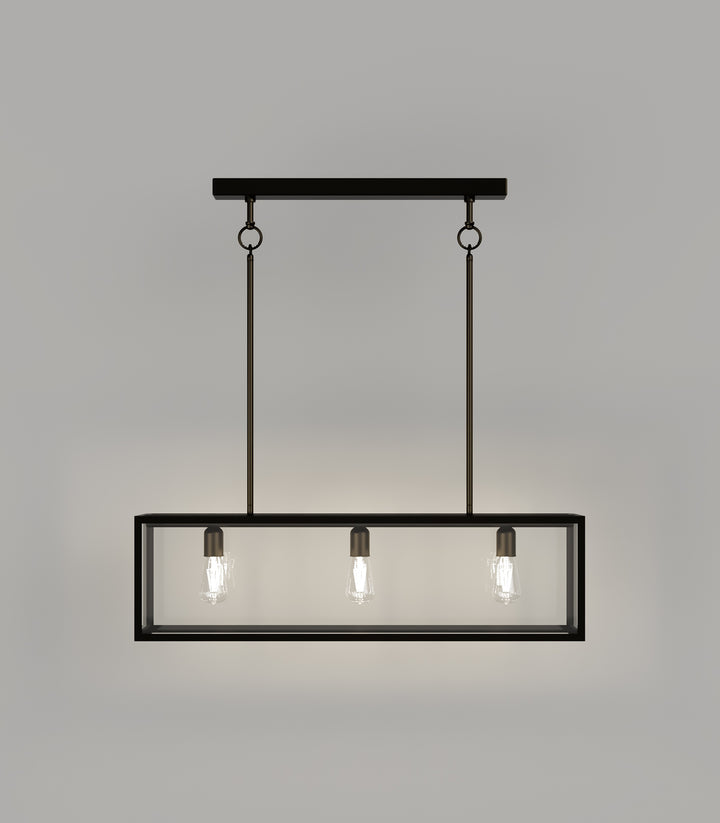 Dover Long 3Lt Lantern - Old Bronze with Clear Glass
