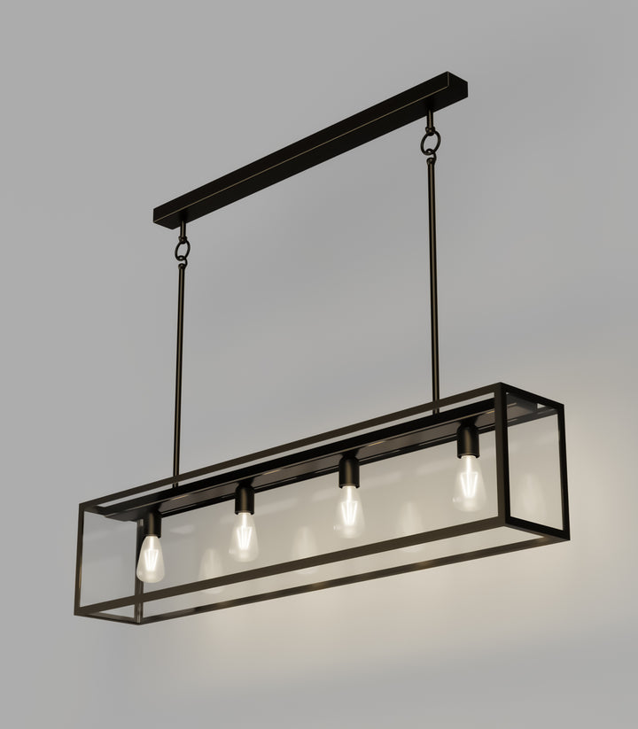 Dover Long 4Lt Lantern - Old Bronze & Clear Glass