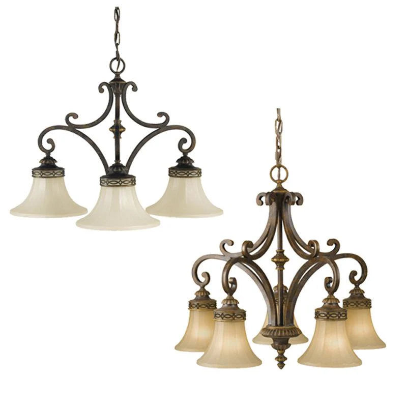 Drawing Room 3LT/5LT Chandelier E27 in Walnut