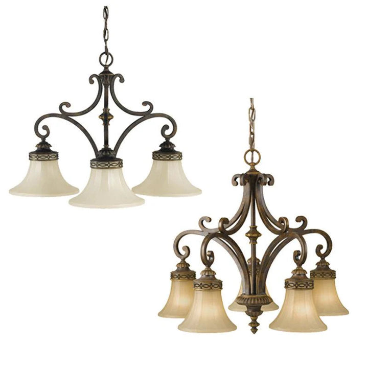 Drawing Room 3LT/5LT Chandelier E27 in Walnut