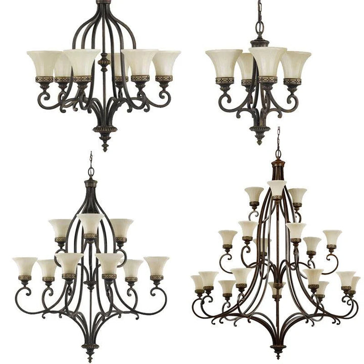 Drawing Room Chandelier E27 in Walnut (4LT/6LT/9LT/18LT)