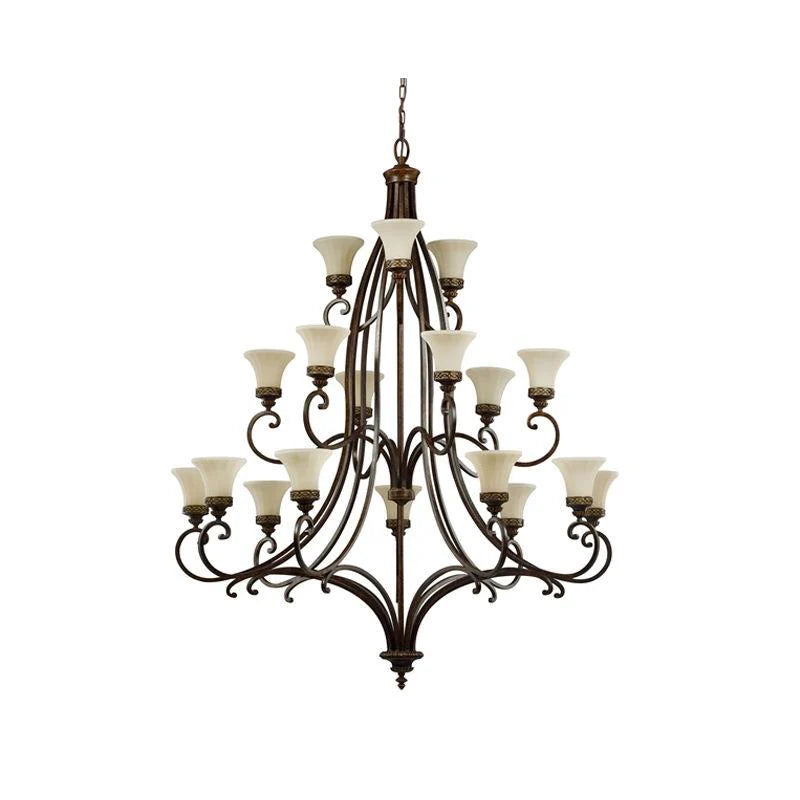 Drawing Room Chandelier E27 in Walnut (4LT/6LT/9LT/18LT)