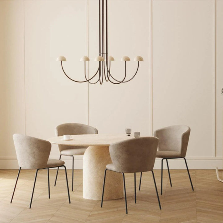 Dussa 6LT Chandelier in Travertine, Black or White