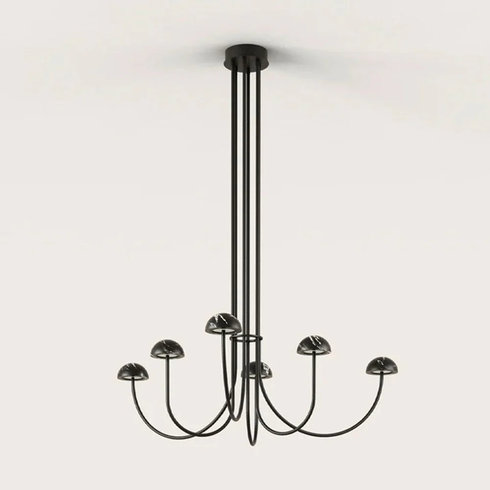 Dussa 6LT Chandelier in Travertine, Black or White