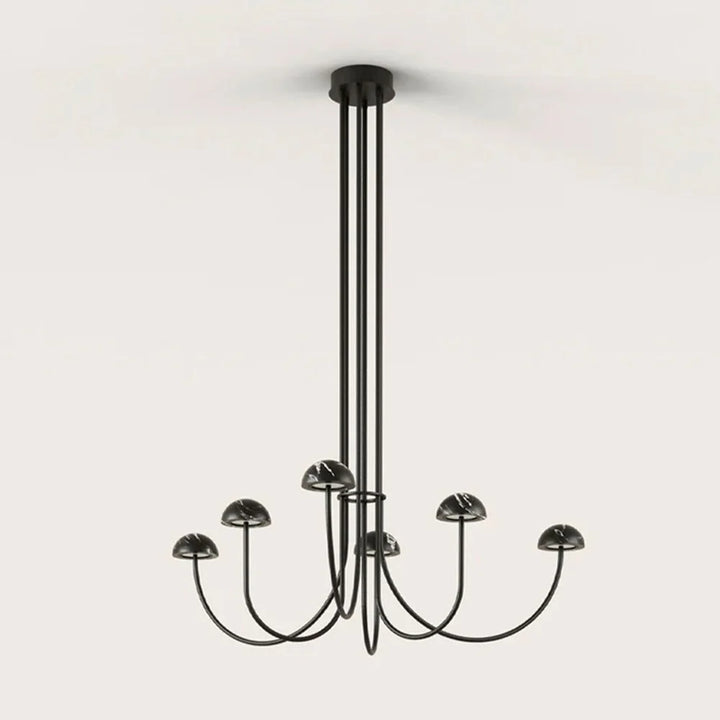 Dussa 6LT Chandelier in Travertine, Black or White
