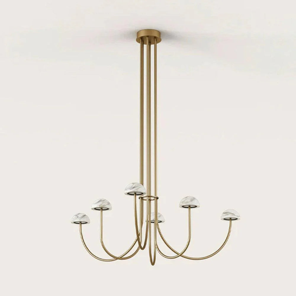 Dussa 6LT Chandelier in Travertine, Black or White