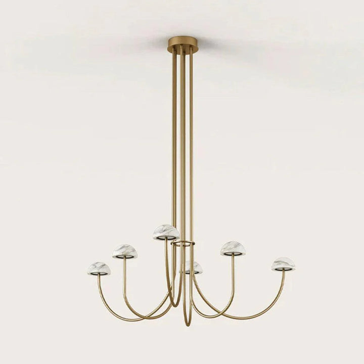 Dussa 6LT Chandelier in Travertine, Black or White