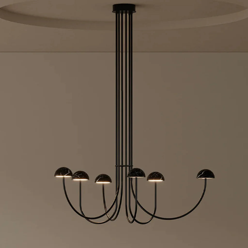 Dussa 6LT Chandelier in Travertine, Black or White