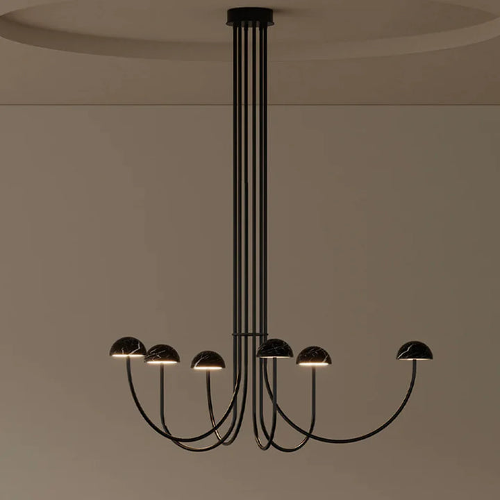 Dussa 6LT Chandelier in Travertine, Black or White