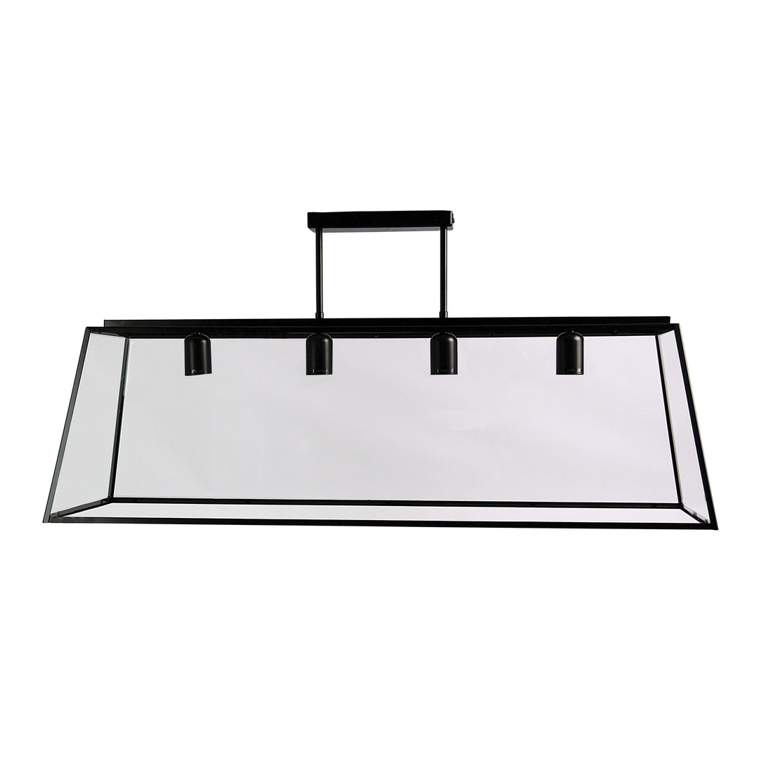 EATON.100 4-Light Large Urban Retro Pendant – 100cm Matte Black with Clear Glass