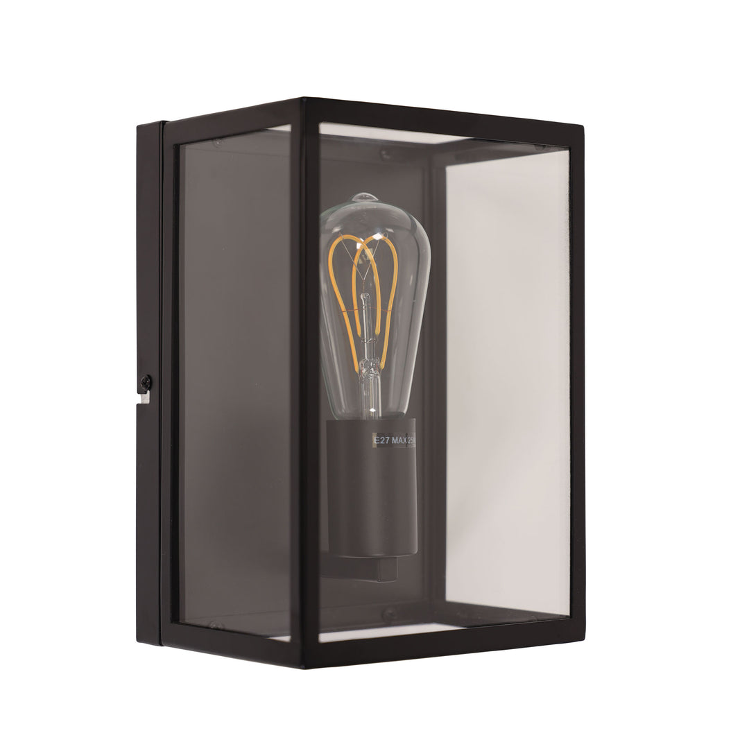 EATON WALL Urban Retro Wall Light – Satin Black with Clear Glass