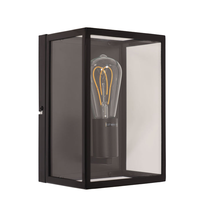 EATON WALL Urban Retro Wall Light – Satin Black with Clear Glass
