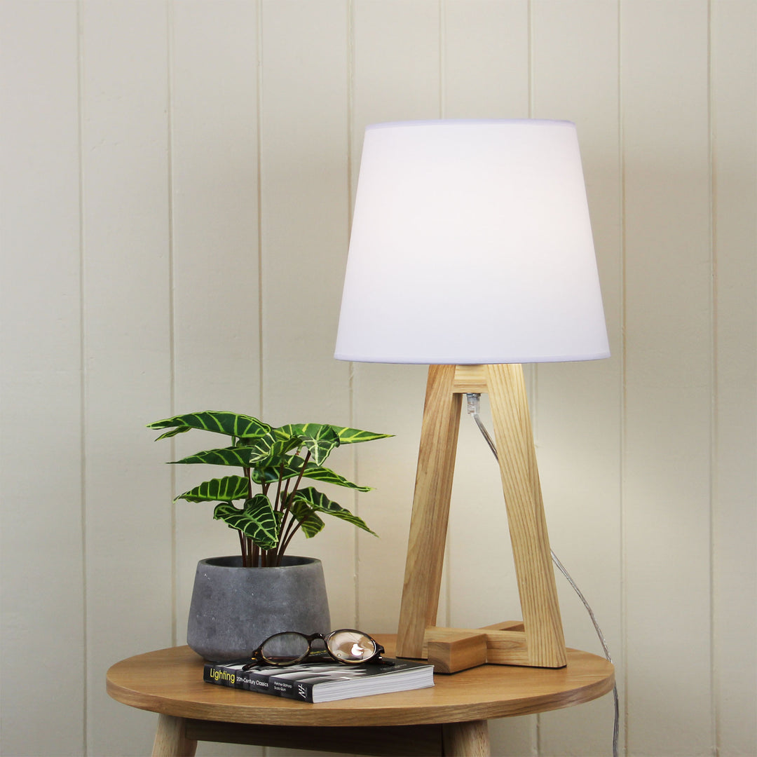 EDRA White Scandi Table Lamp with White Cotton Shade