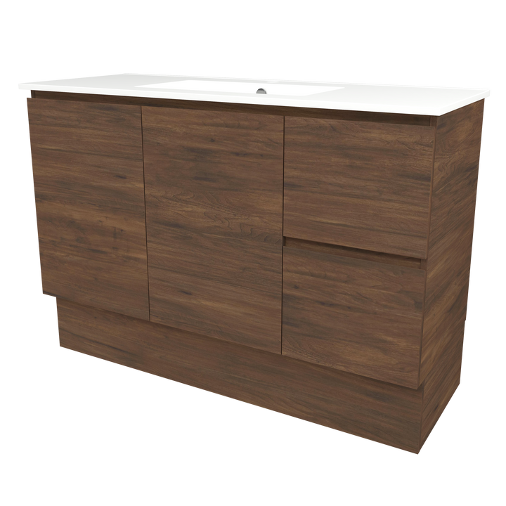 Elemental Vanity Aged Walnut 1200mm Centre Bowl Alpha Top Floor Standing
