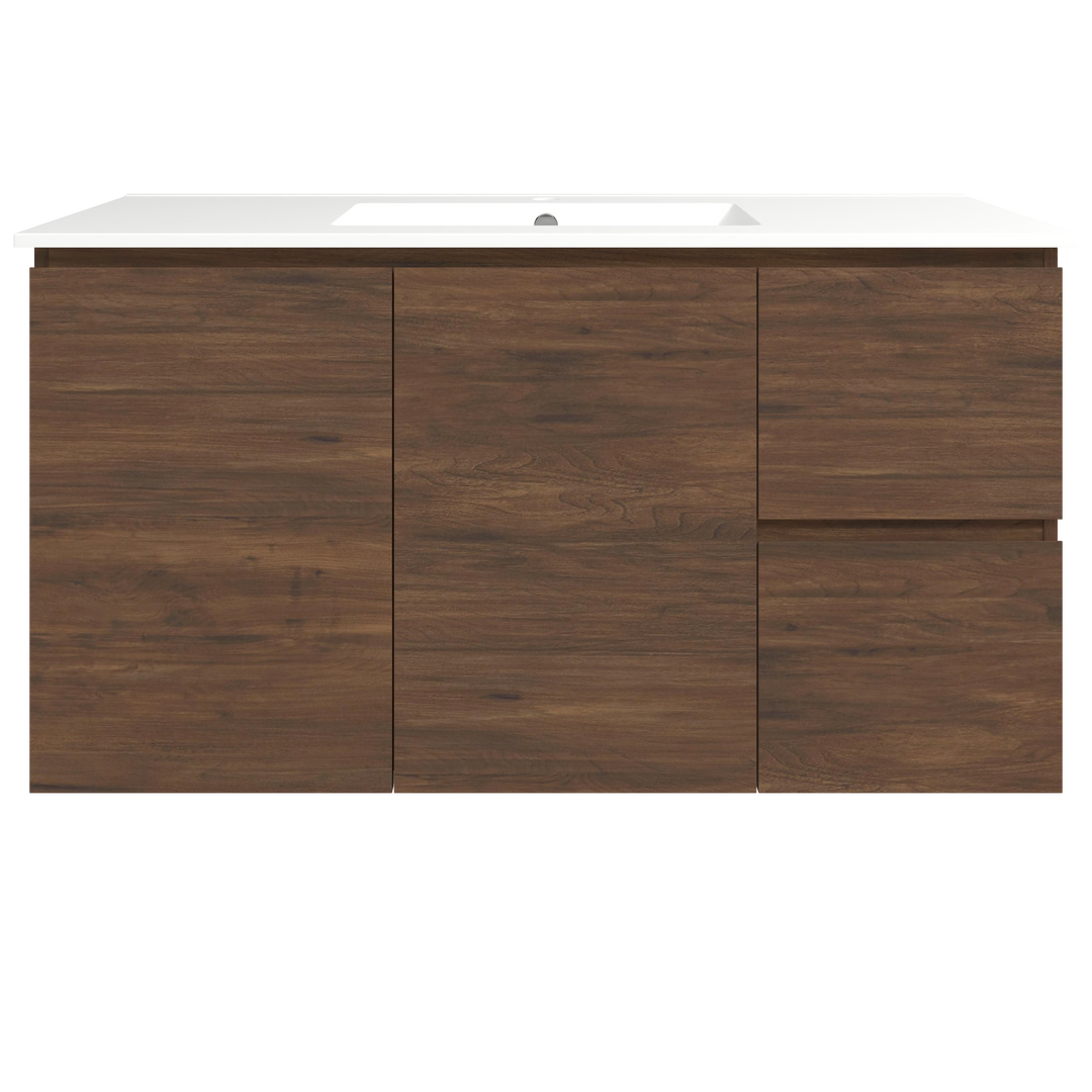 Elemental Vanity Aged Walnut 1200mm Centre Bowl Alpha Top Floor Standing
