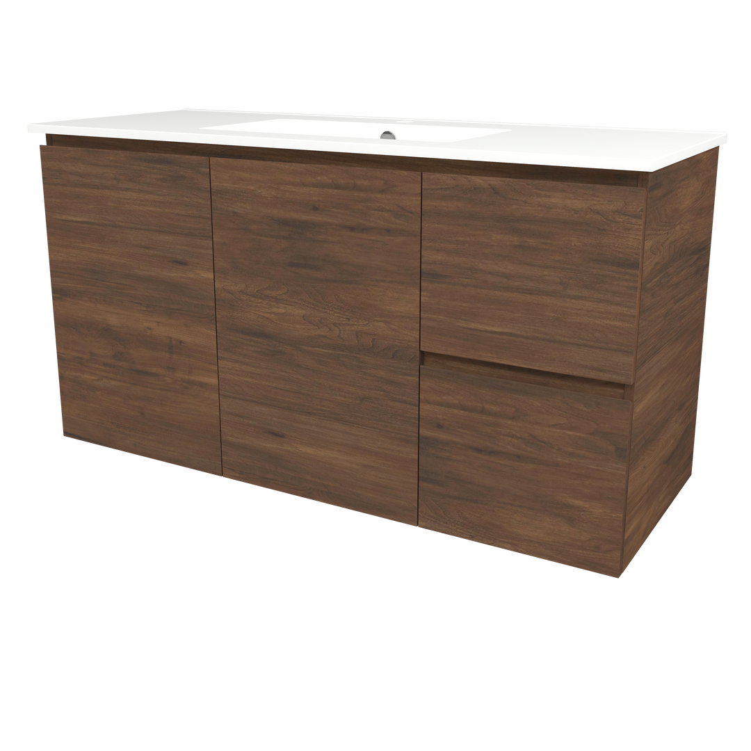 Elemental Vanity Aged Walnut 1200mm Centre Bowl Alpha Top Floor Standing