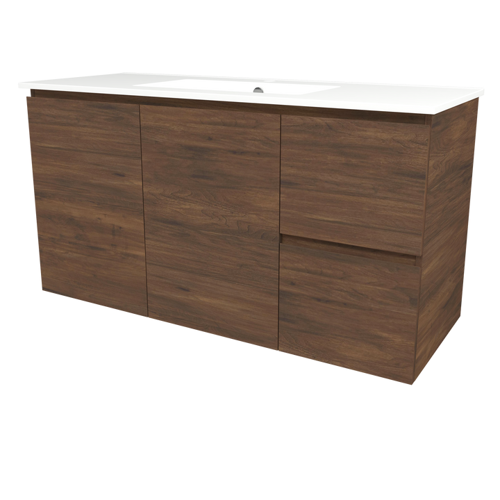 Elemental Vanity Aged Walnut 1200mm Centre Bowl Alpha Top Floor Standing