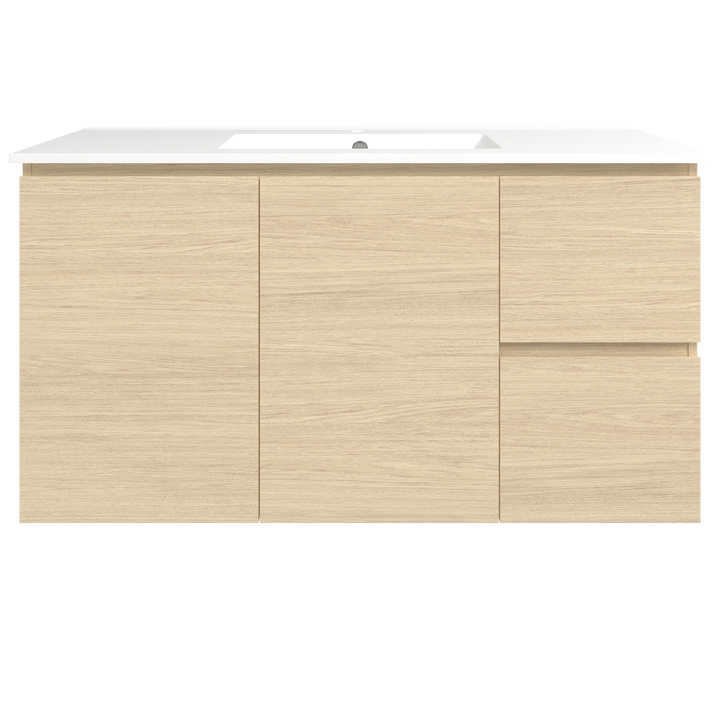 Elemental Vanity Silk Primavera Oak 1200mm Centre Bowl Alpha Top Floor Standing