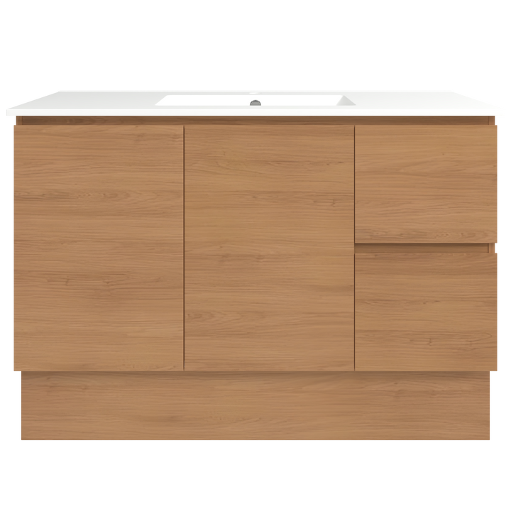 Elemental Vanity Tassie Oak 1200mm Centre Bowl Alpha Top Floor Standing