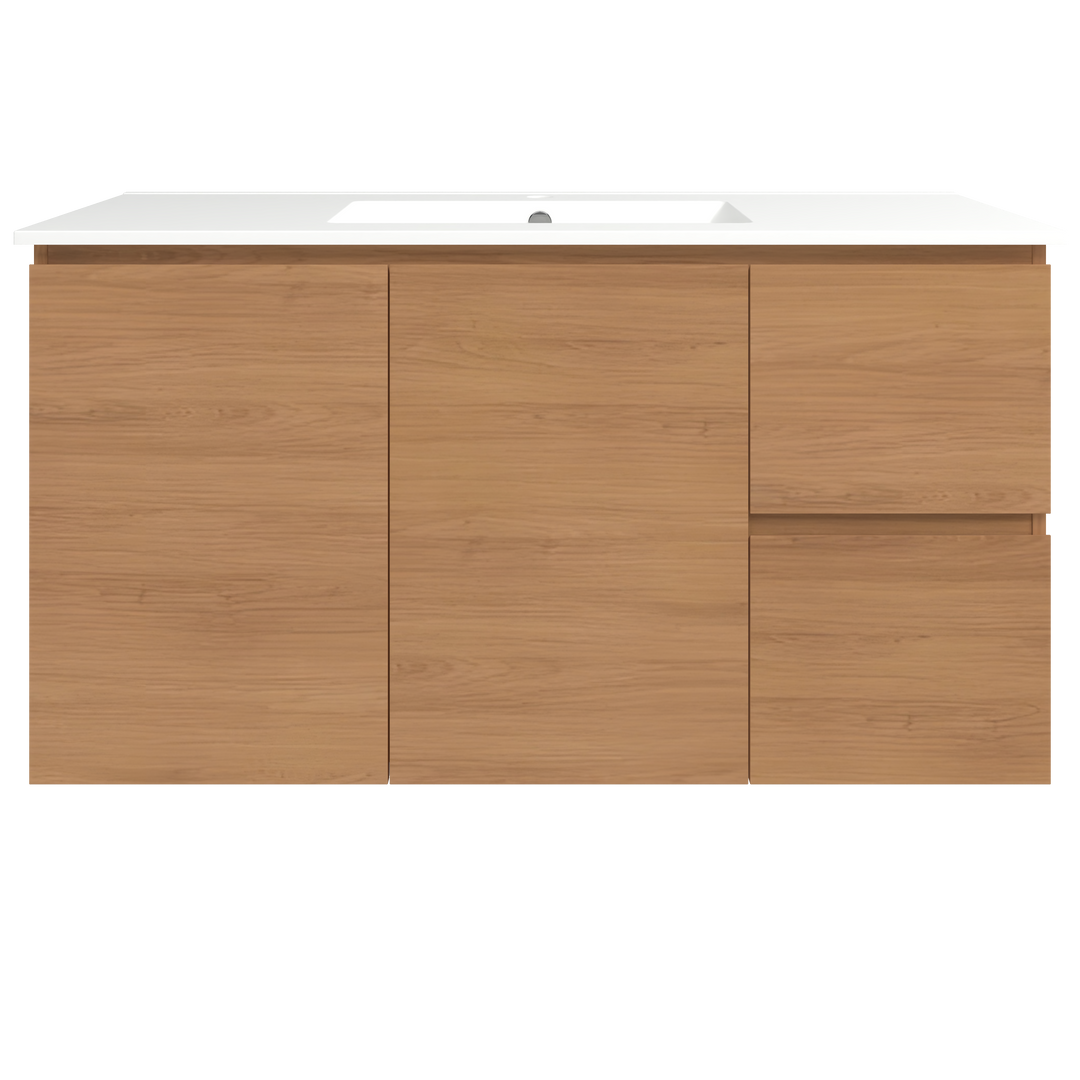 Elemental Vanity Tassie Oak 1200mm Centre Bowl Alpha Top Floor Standing