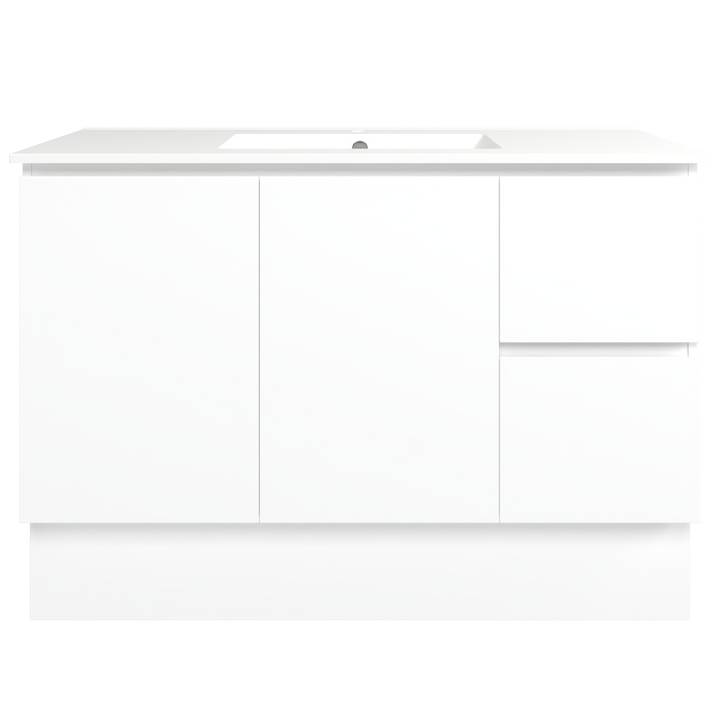 Elemental Vanity White Ultra Matt 1200mm Centre Bowl Alpha Top Floor Standing