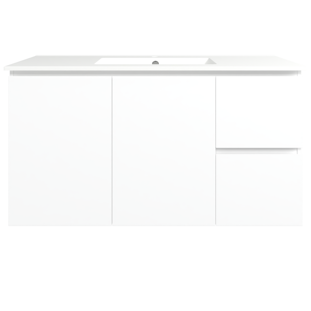 Elemental Vanity White Ultra Matt 1200mm Centre Bowl Alpha Top Floor Standing