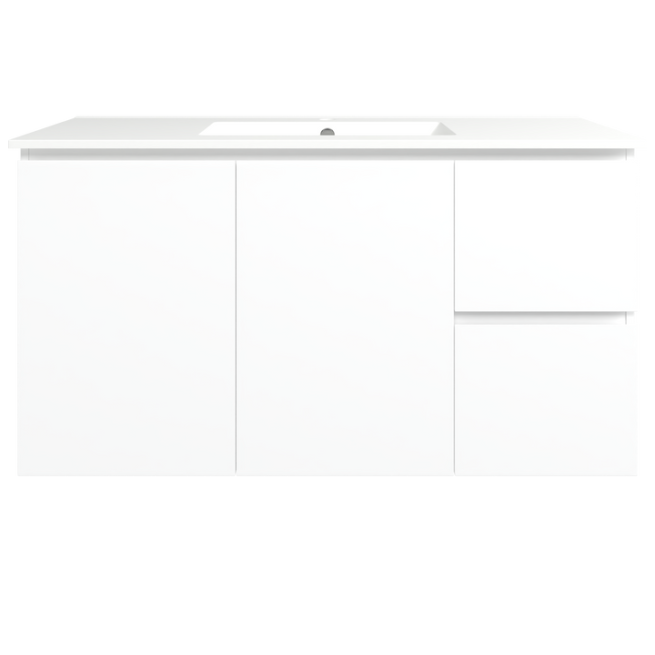 Elemental Vanity White Ultra Matt 1200mm Centre Bowl Alpha Top Floor Standing