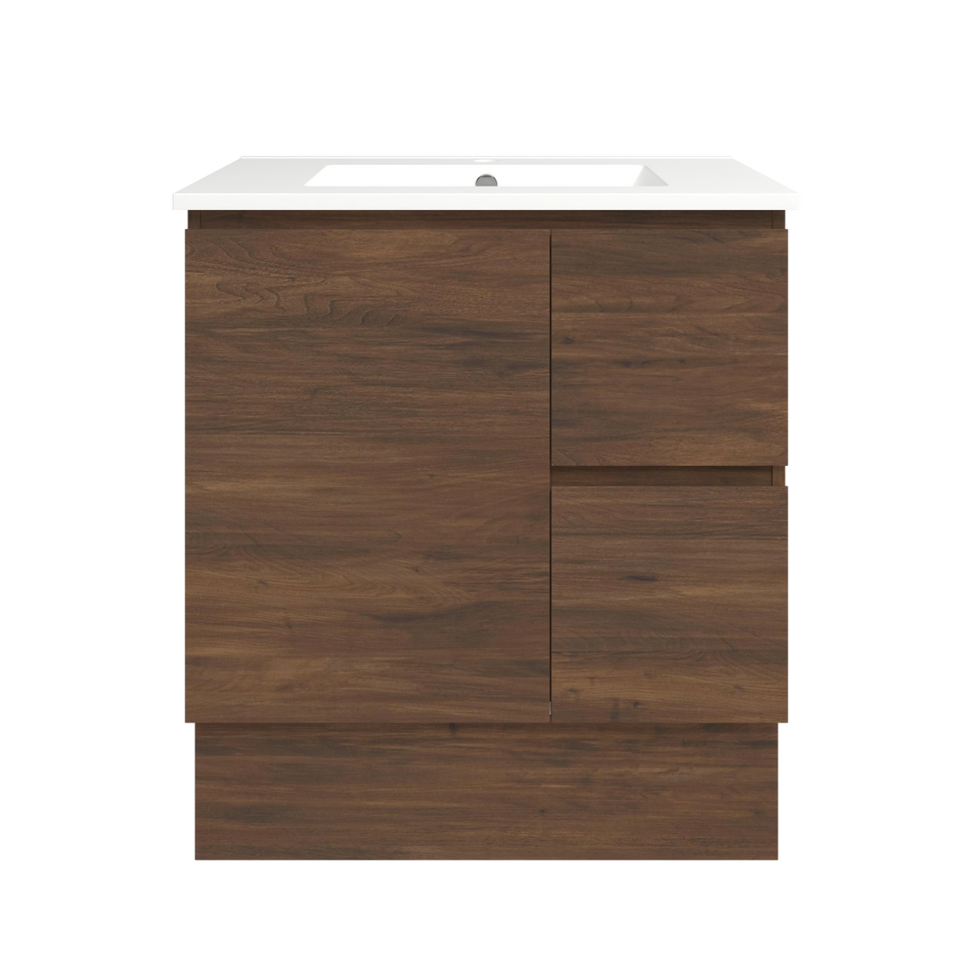 Elemental Vanity Aged Walnut 750mm Centre Bowl Alpha Top Floor Standing