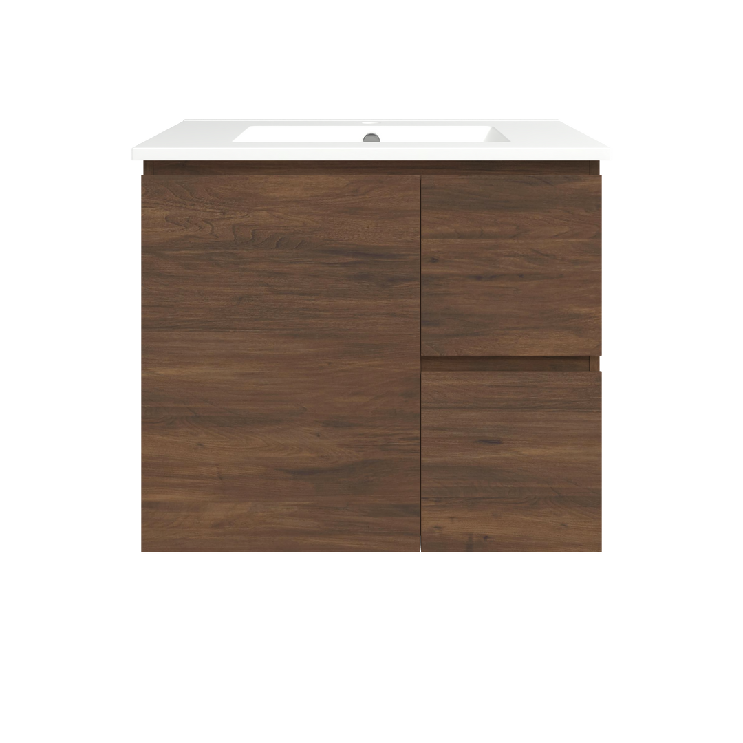 Elemental Vanity Aged Walnut 750mm Centre Bowl Alpha Top Floor Standing