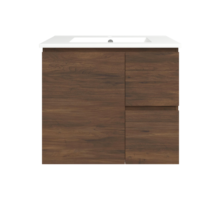 Elemental Vanity Aged Walnut 750mm Centre Bowl Alpha Top Floor Standing