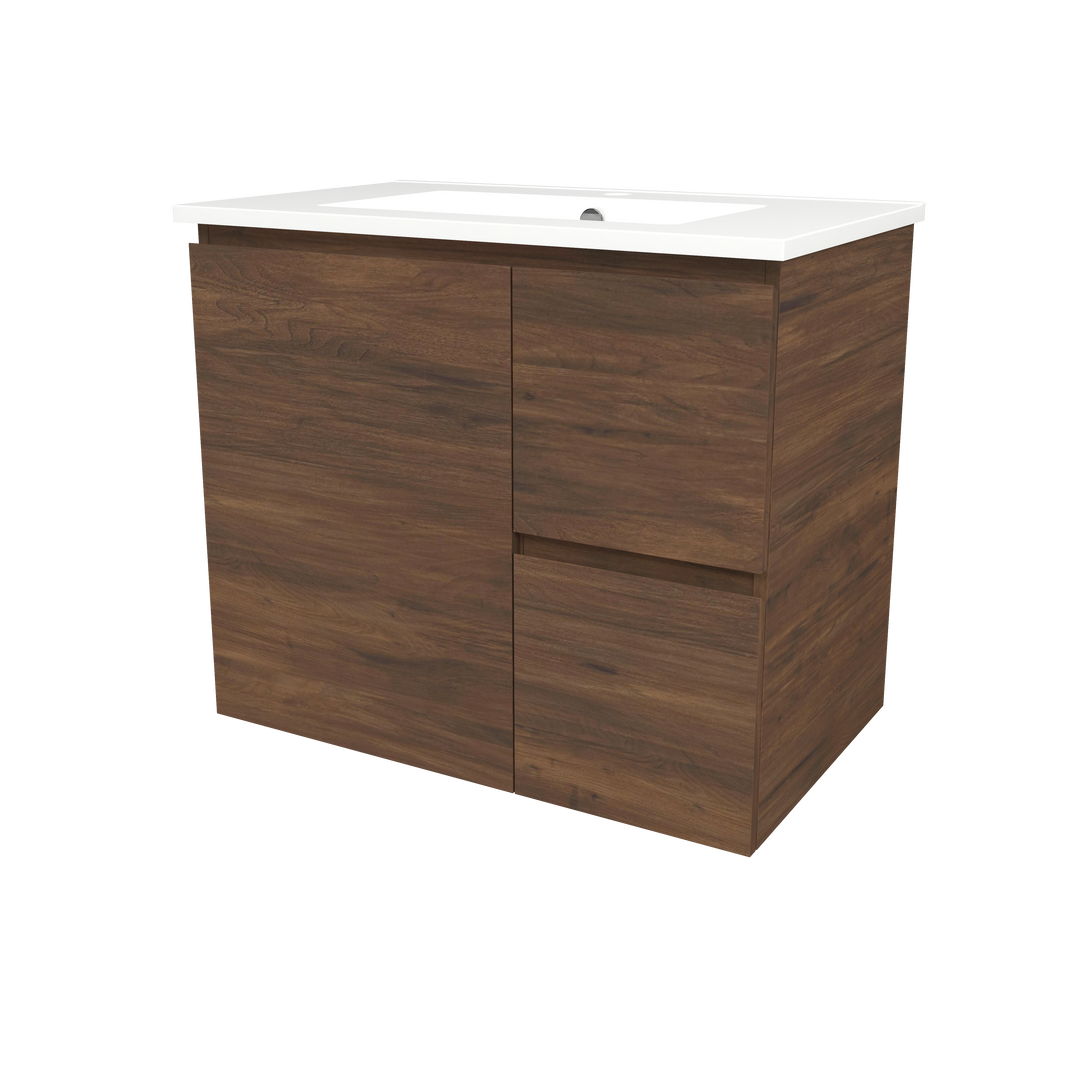 Elemental Vanity Aged Walnut 750mm Centre Bowl Alpha Top Floor Standing