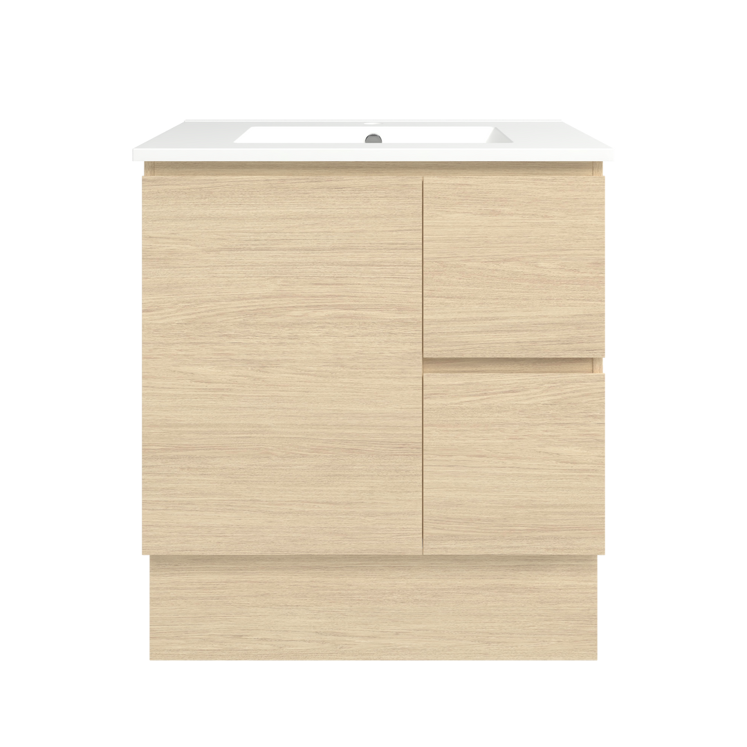 Elemental Vanity Silk Primavera Oak 750mm Centre Bowl Alpha Top Floor Standing