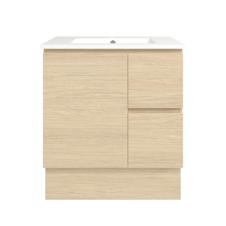 Elemental Vanity Silk Primavera Oak 750mm Centre Bowl Alpha Top Floor Standing
