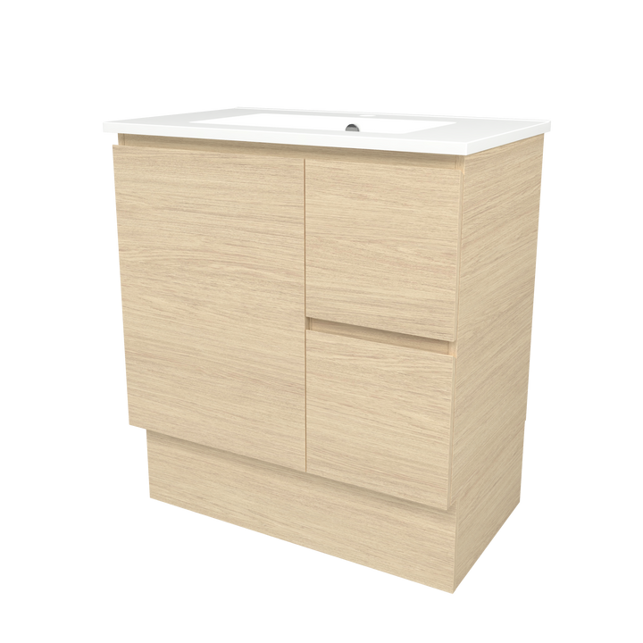 Elemental Vanity Silk Primavera Oak 750mm Centre Bowl Alpha Top Floor Standing