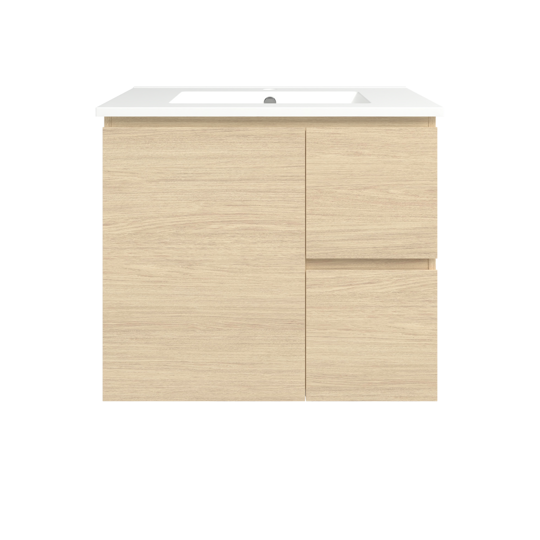 Elemental Vanity Silk Primavera Oak 750mm Centre Bowl Alpha Top Floor Standing
