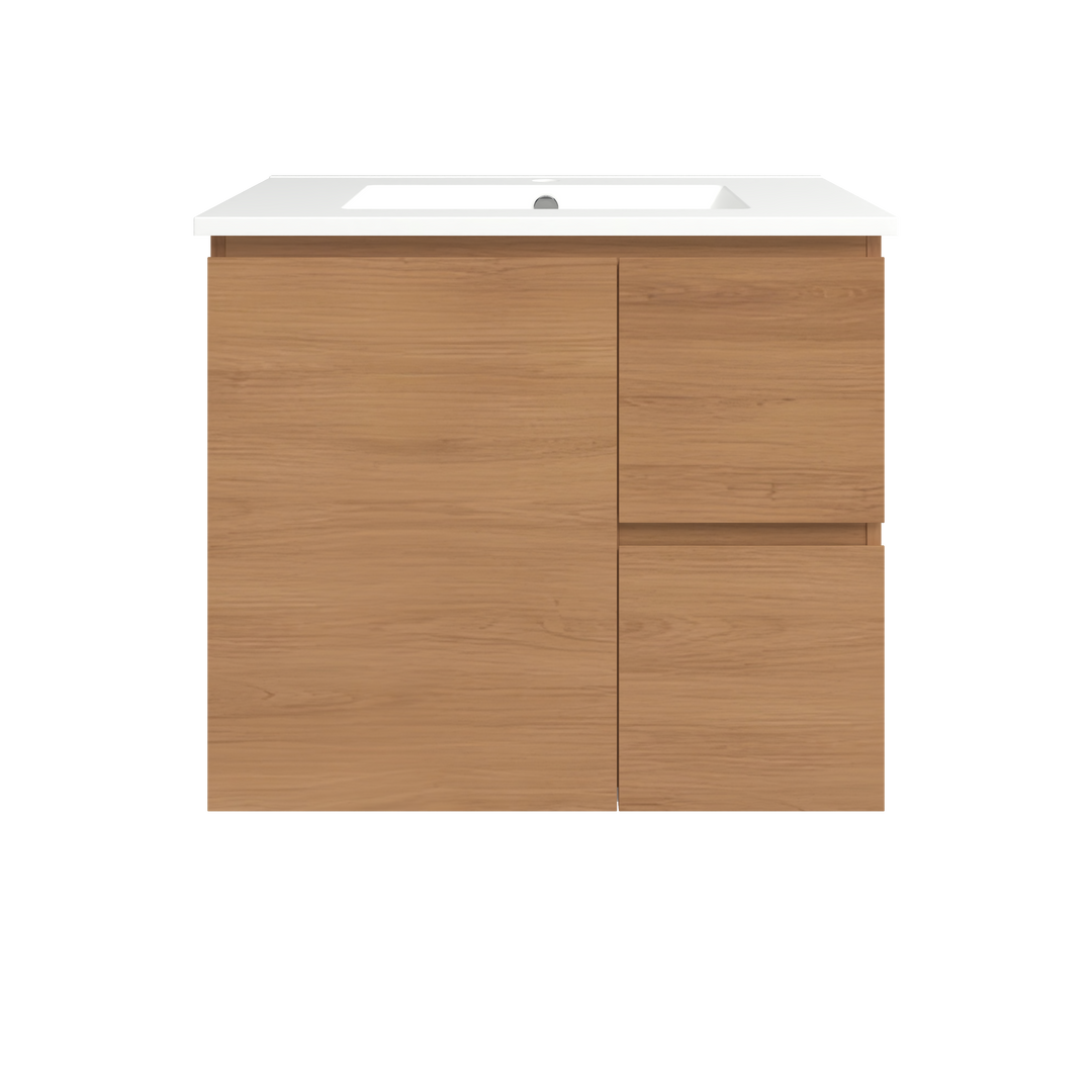 Elemental Vanity Tassie Oak 750mm Centre Bowl Alpha Top Floor Standing