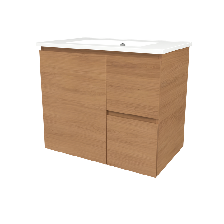 Elemental Vanity Tassie Oak 750mm Centre Bowl Alpha Top Floor Standing