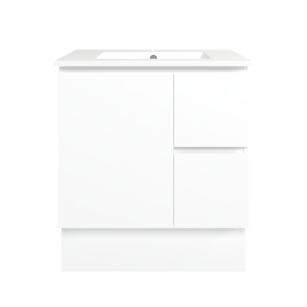 Elemental Vanity White Ultra Matt 750mm Centre Bowl Alpha Top Floor Standing