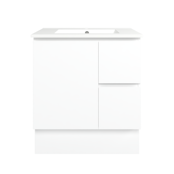 Elemental Vanity White Ultra Matt 750mm Centre Bowl Alpha Top Floor Standing