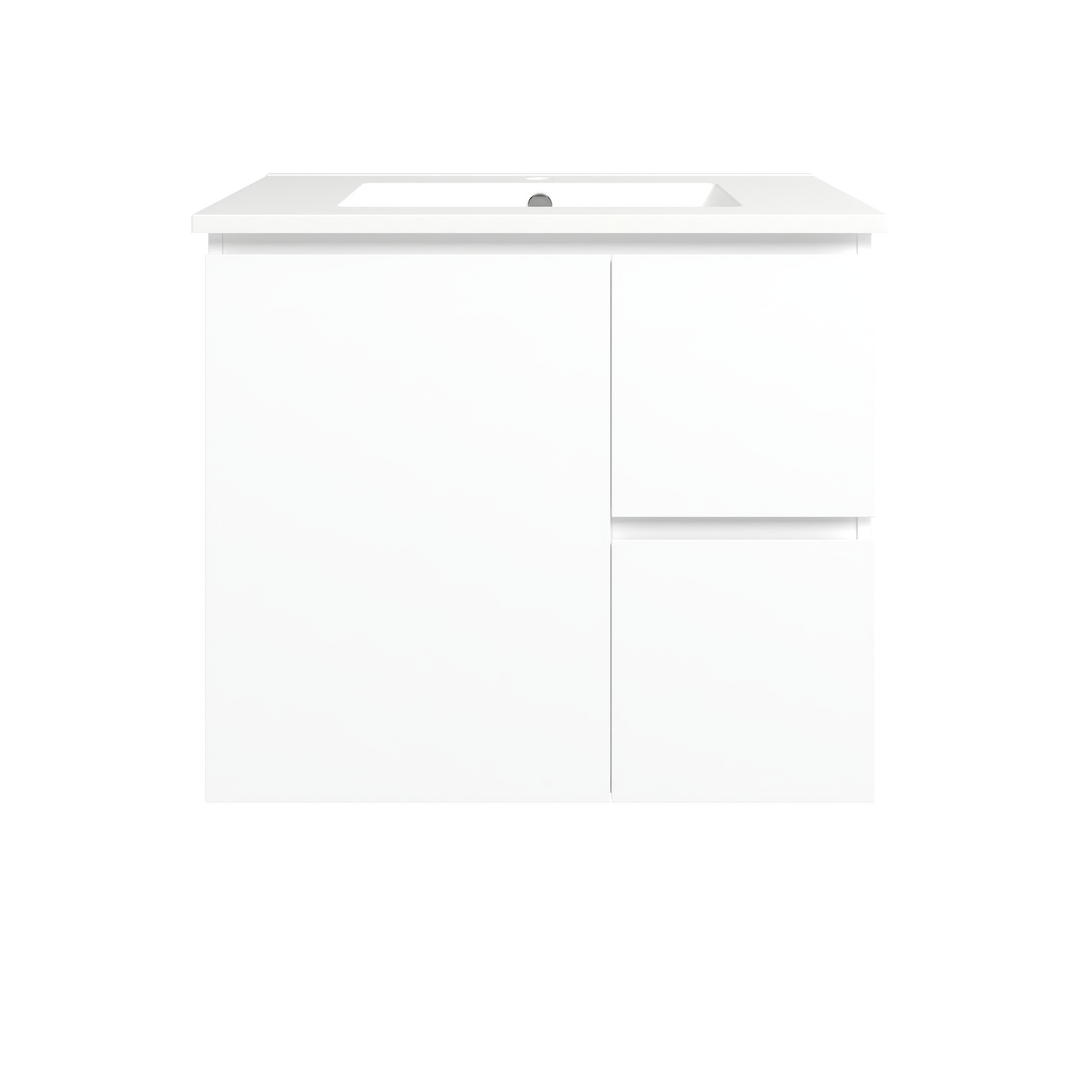Elemental Vanity White Ultra Matt 750mm Centre Bowl Alpha Top Floor Standing