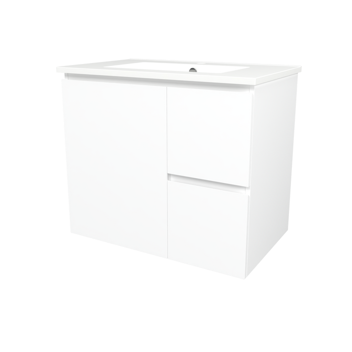 Elemental Vanity White Ultra Matt 750mm Centre Bowl Alpha Top Floor Standing