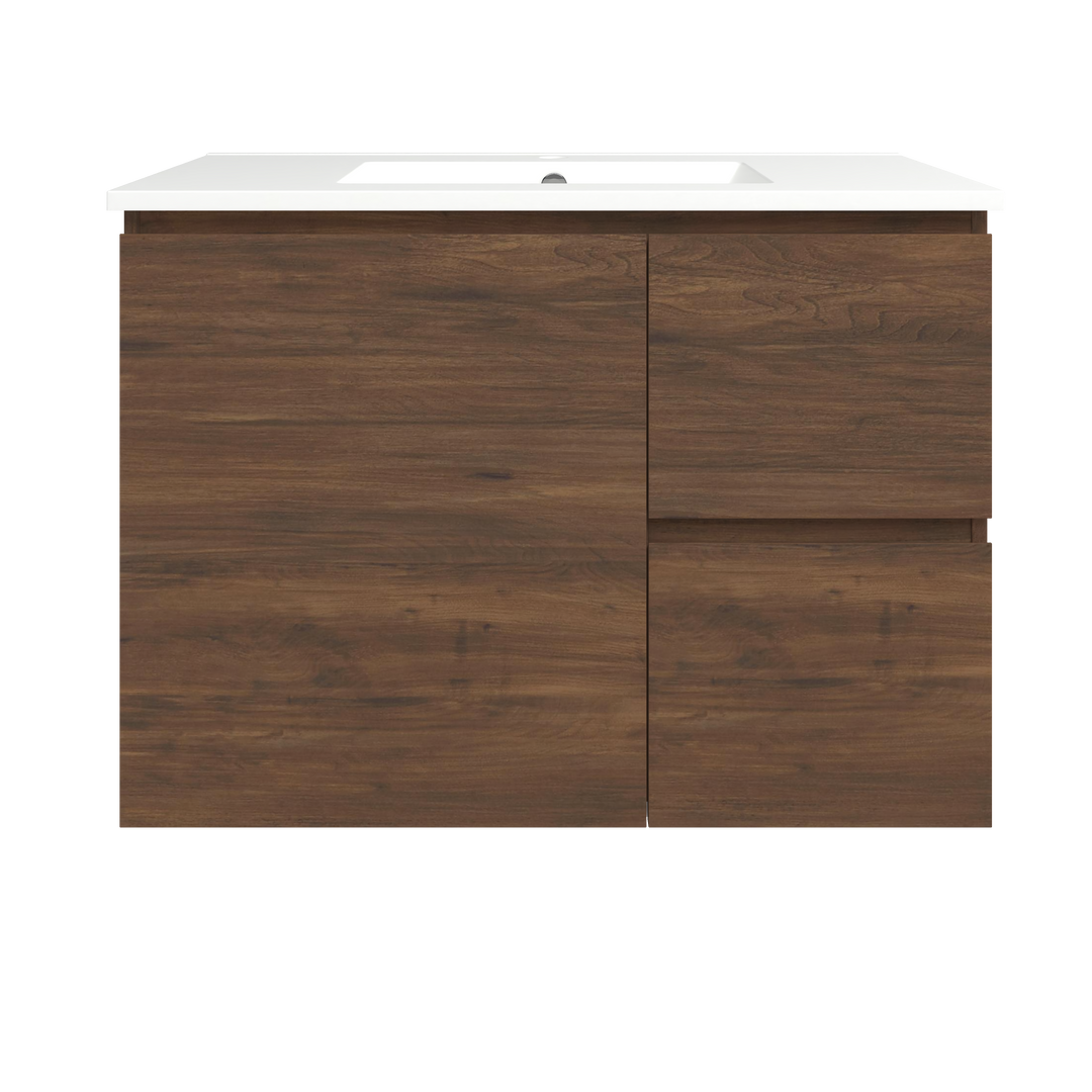 Elemental Vanity Aged Walnut 900mm Centre Bowl Alpha Top Floor Standing