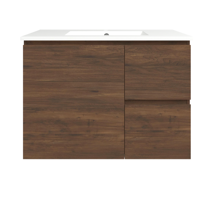 Elemental Vanity Aged Walnut 900mm Centre Bowl Alpha Top Floor Standing