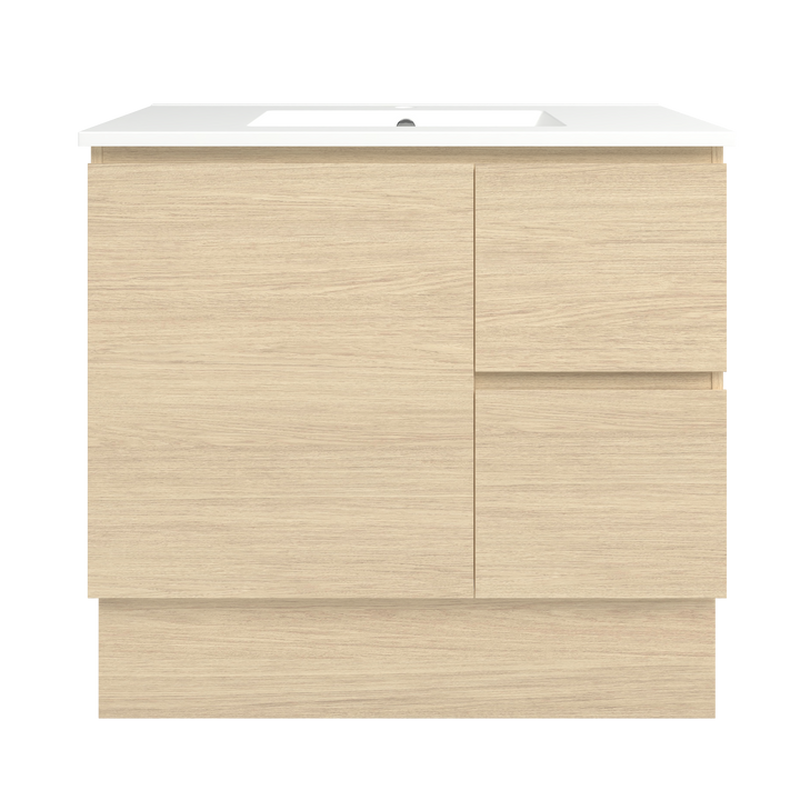 Elemental Vanity Silk Primavera Oak 900mm Centre Bowl Alpha Top Floor Standing