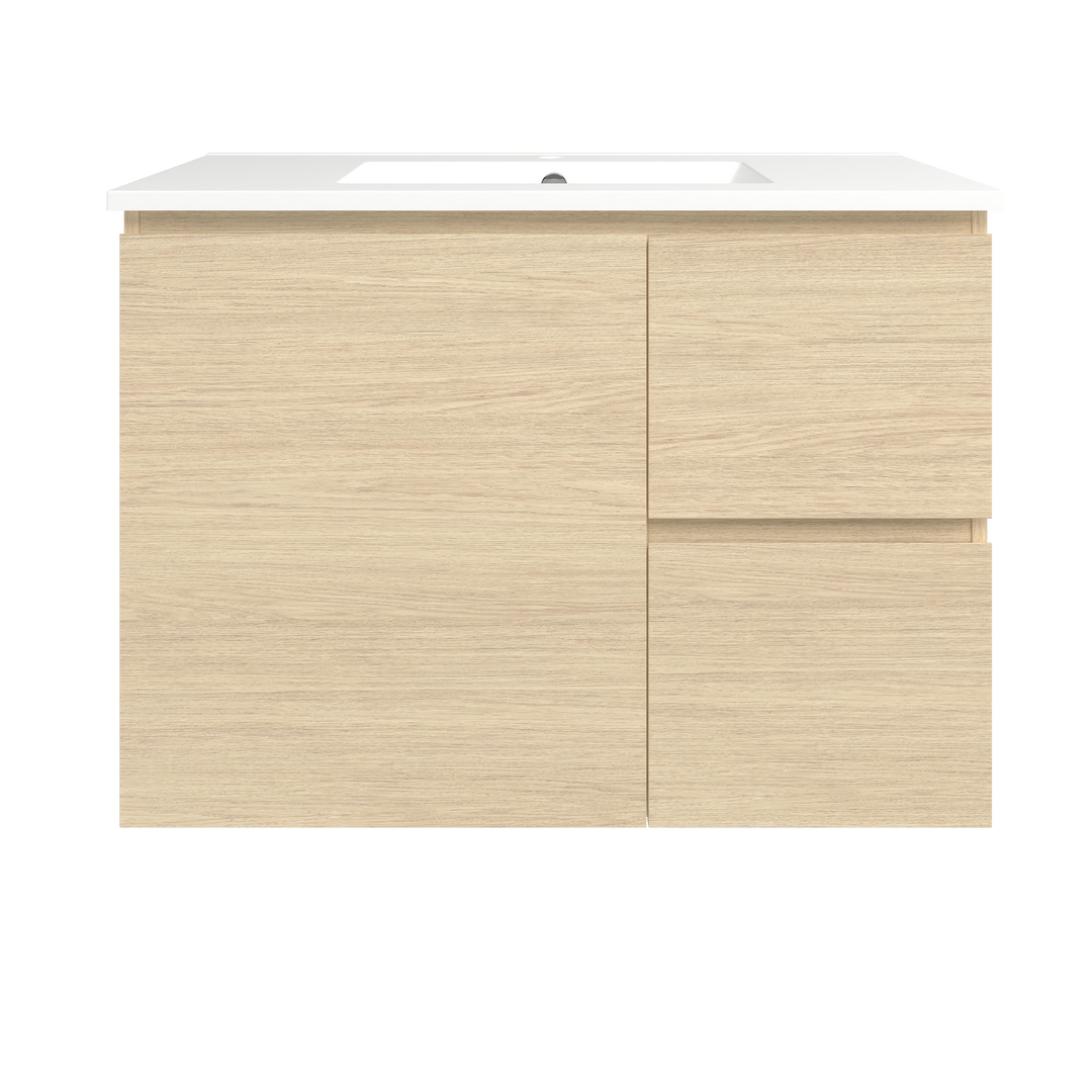 Elemental Vanity Silk Primavera Oak 900mm Centre Bowl Alpha Top Floor Standing