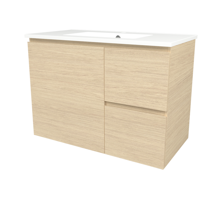 Elemental Vanity Silk Primavera Oak 900mm Centre Bowl Alpha Top Floor Standing