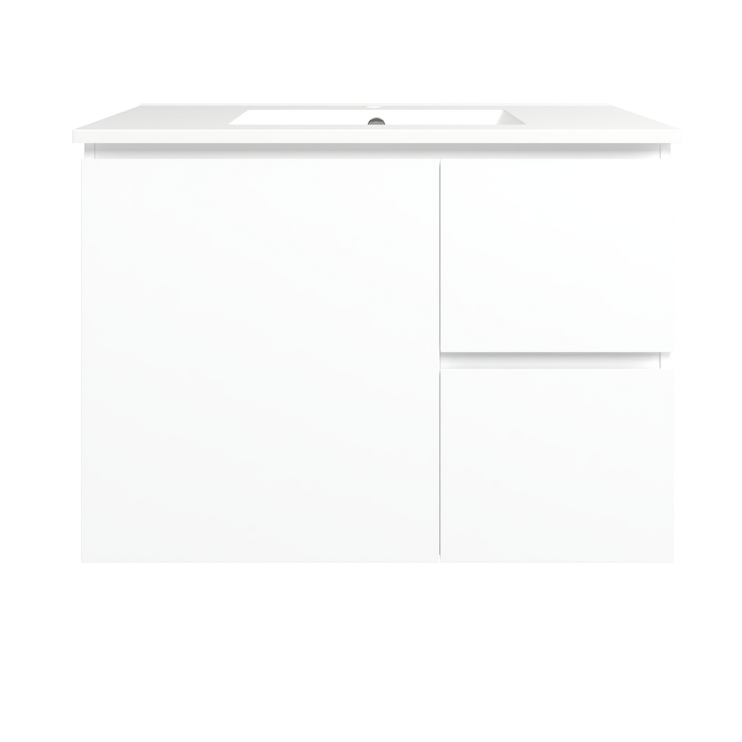 Elemental Vanity White Ultra Matt 900mm Centre Bowl Alpha Top Floor Standing
