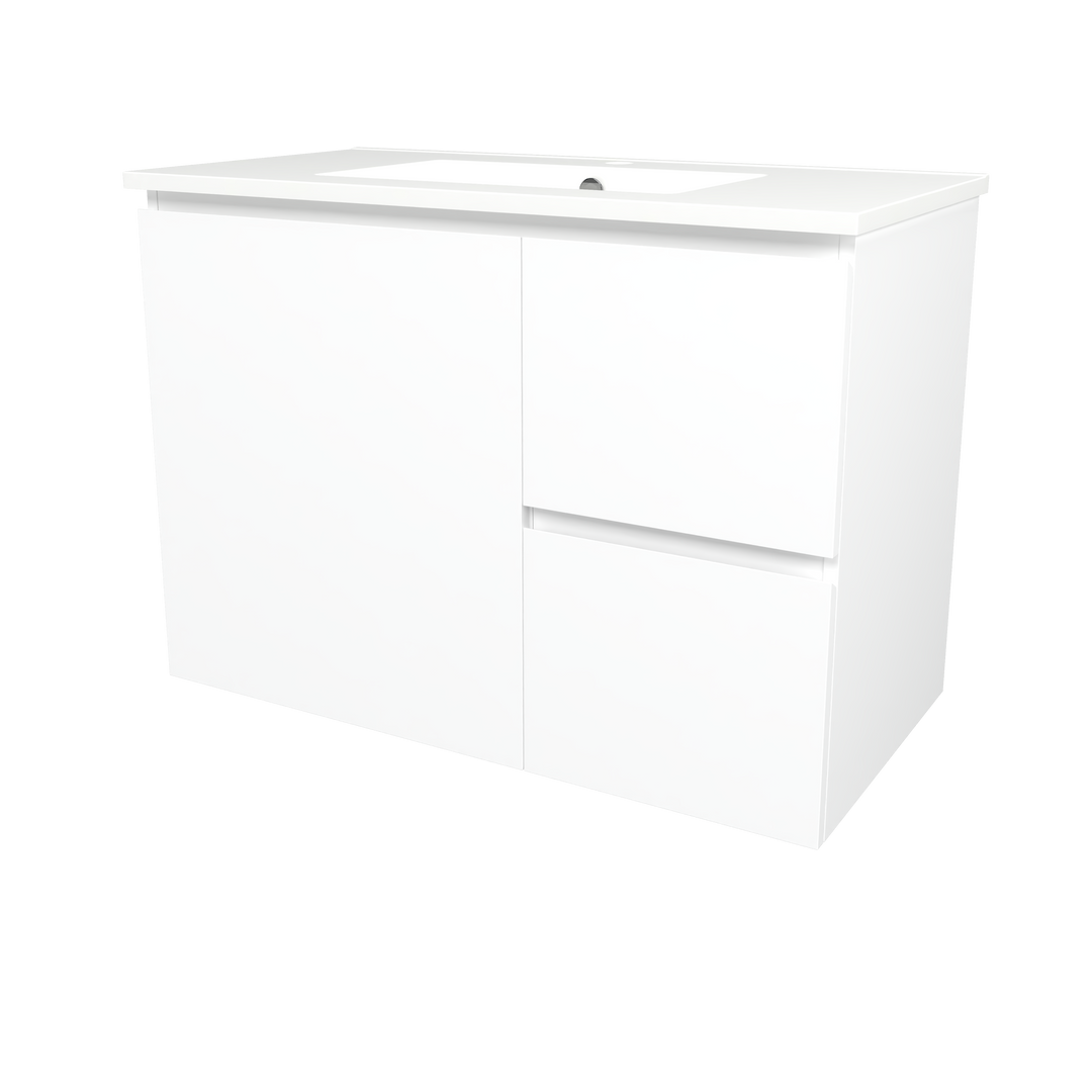 Elemental Vanity White Ultra Matt 900mm Centre Bowl Alpha Top Floor Standing