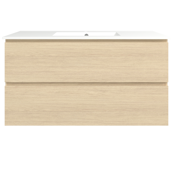 Elemental Plus Vanity Silk Primavera Oak 1200mm Centre Bowl Alpha Top Floor Standing